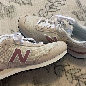 New Balance Cream and Pink Athletic Shoes